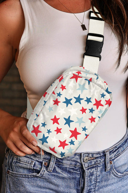 Patriotic star print buckle strap crossbody bag