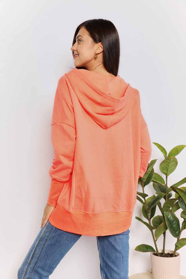 Chic comfort quarter-snap hoodie with dropped shoulders