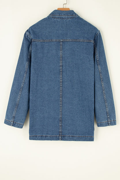 Pocketed Long Sleeve Denim JacketFeatures: Pocketed
Stretch: No stretch
Material composition: 75% cotton, 25% polyester
Care instructions: Machine wash cold. Tumble dry low.
Imported


Size
US
Bust
Love Salve Pocketed Long Sleeve Denim JacketOuterwear