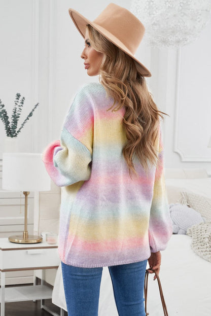 Contrast Balloon Sleeve Dropped Shoulder Cardigan.