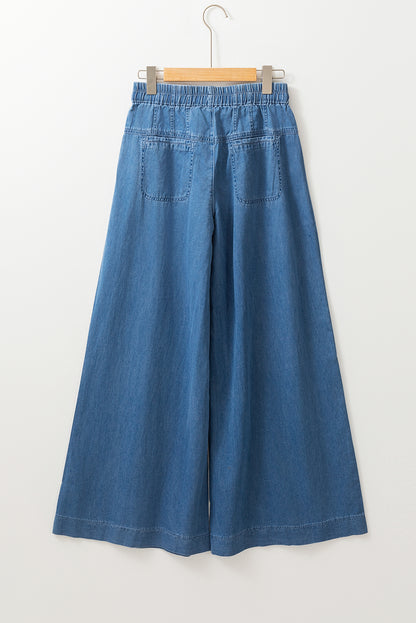 Dusk Blue Vintage Wash High Waist Wide Leg Jeans