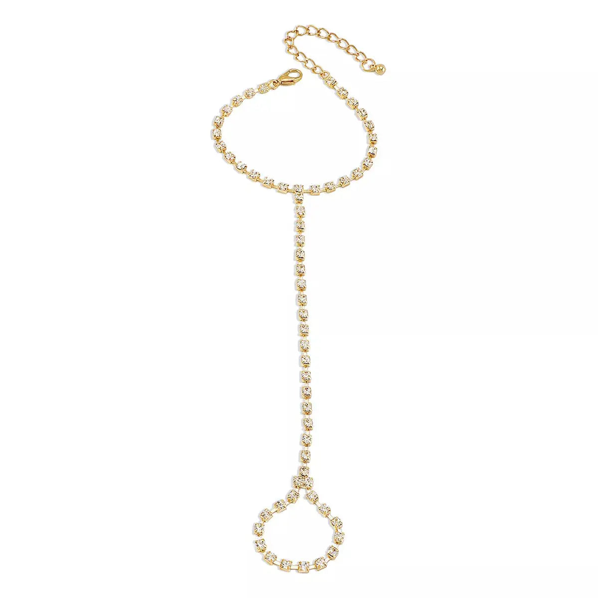 Alloy Rhinestone Bracelet with Ring Simply Love