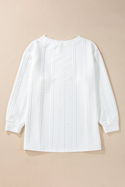 Chic white cable knit plus size top