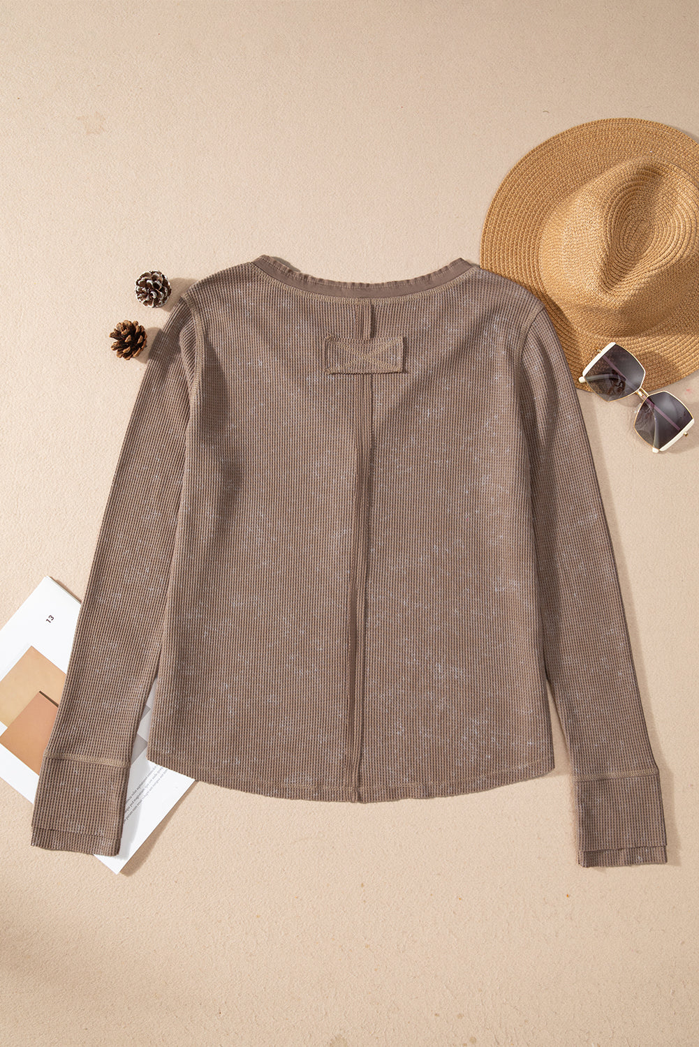 Coffee acid wash long sleeve top