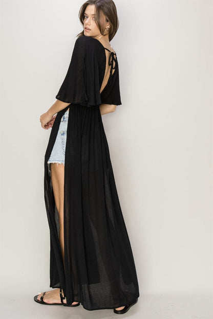 HYFVE Tie Back Maxi Split Cover Up Dress.