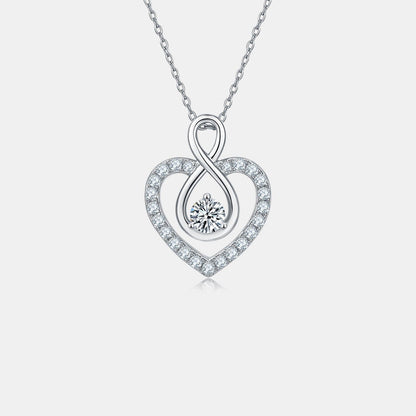 1 Carat Moissanite 925 Sterling Silver Heart Shape Necklace.