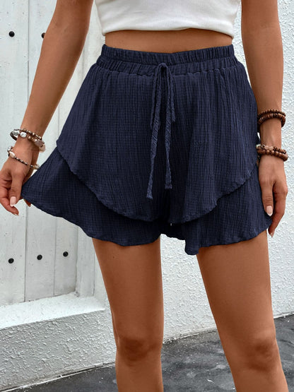 Tied Layered High Waist Shorts.