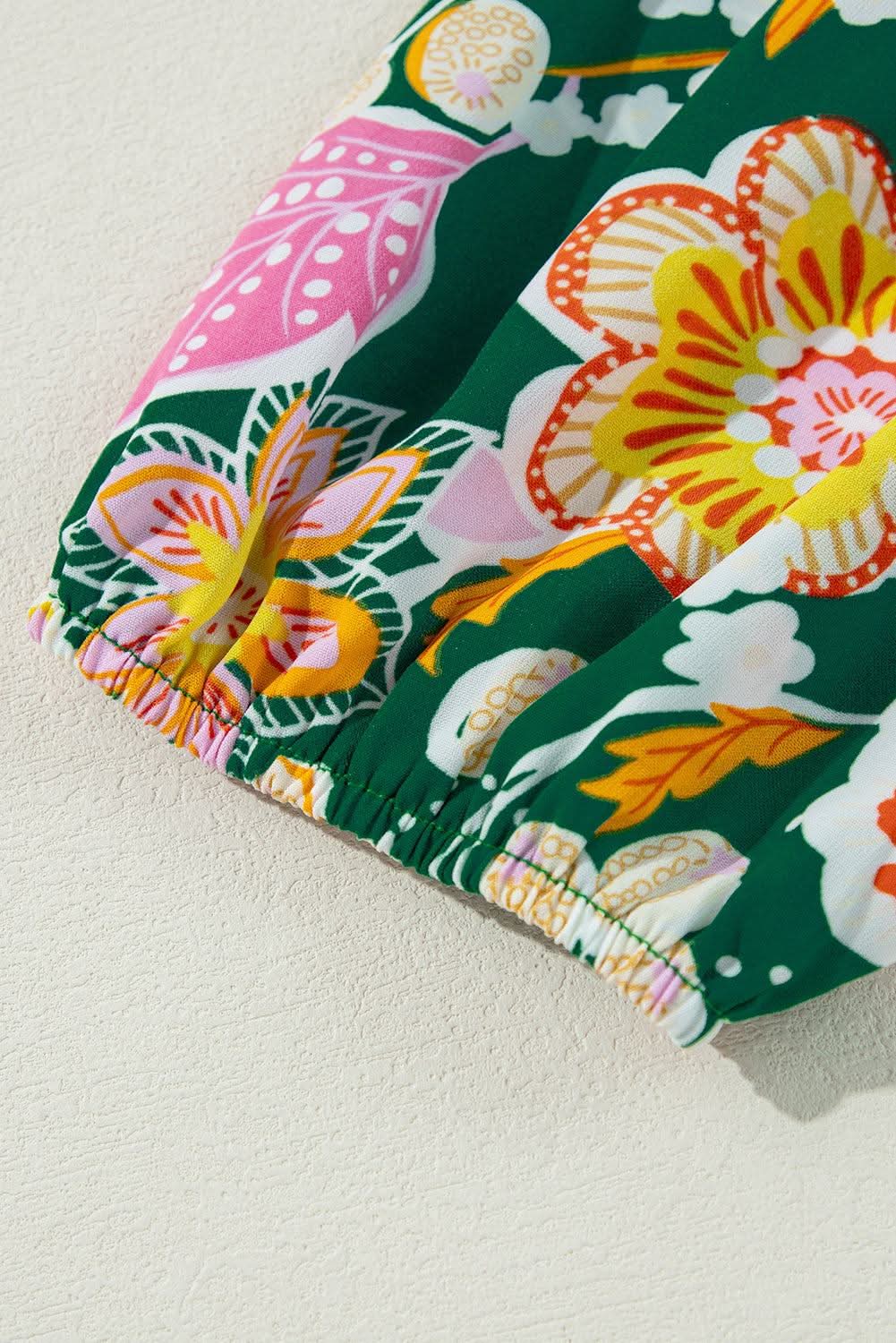 Green floral plus size babydoll top - Love Salve 