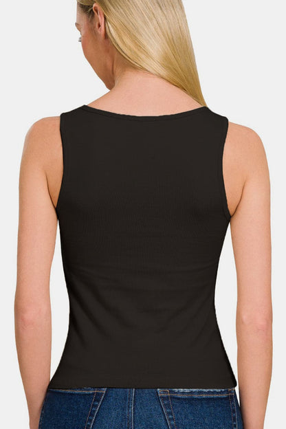 Zenana Square Neck Cropped Tank.