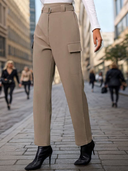 Perfee Classic High Rise Straight Leg Trousers