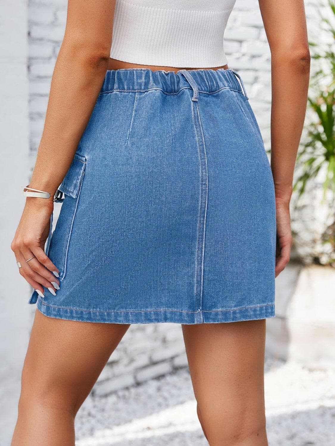 Chic denim skirt with pockets - Love Salve 