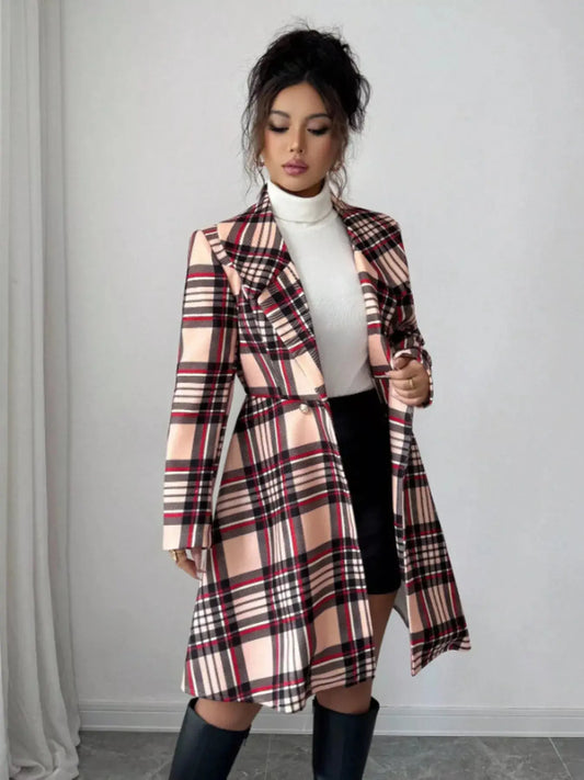 Plaid Button Up Long Sleeve Coat Simply Love