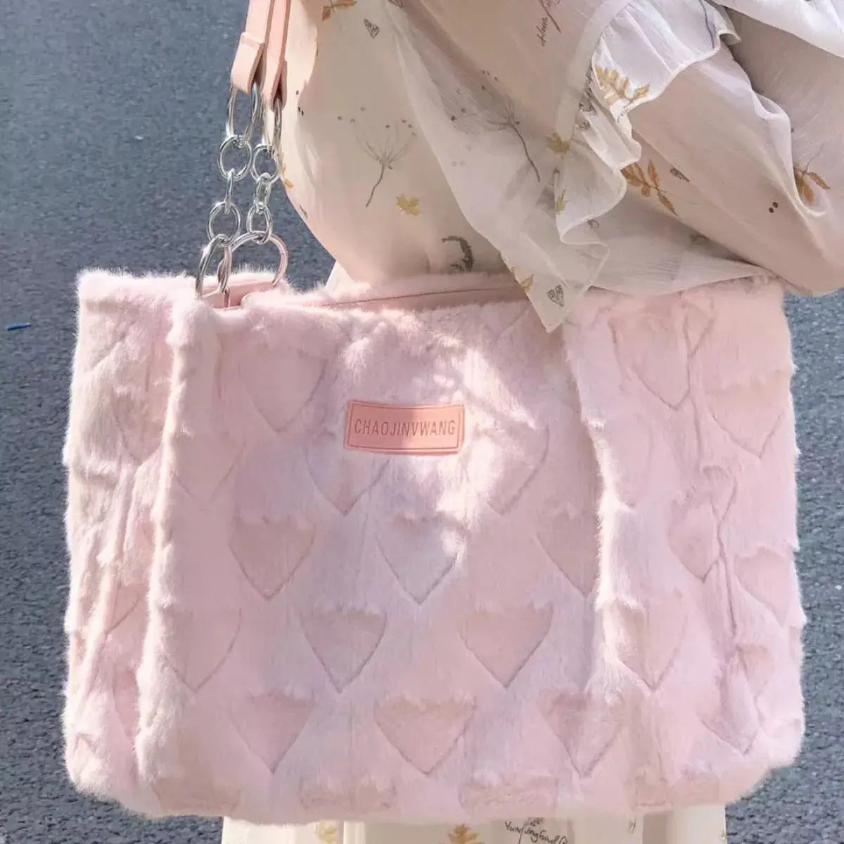 Fluffy Heart-Patterned Handbag Simply Love