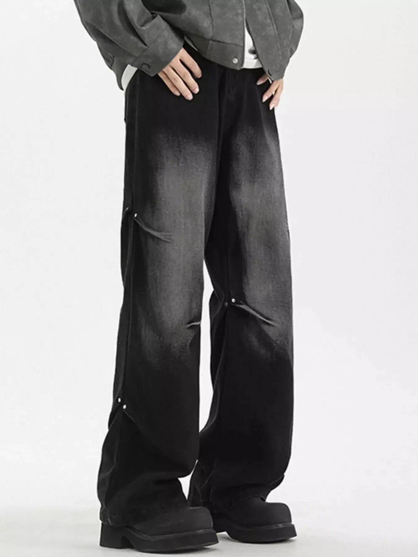 Men's Plus Size Wide Leg Jeans Washed Denim Casual Wear Simply Love