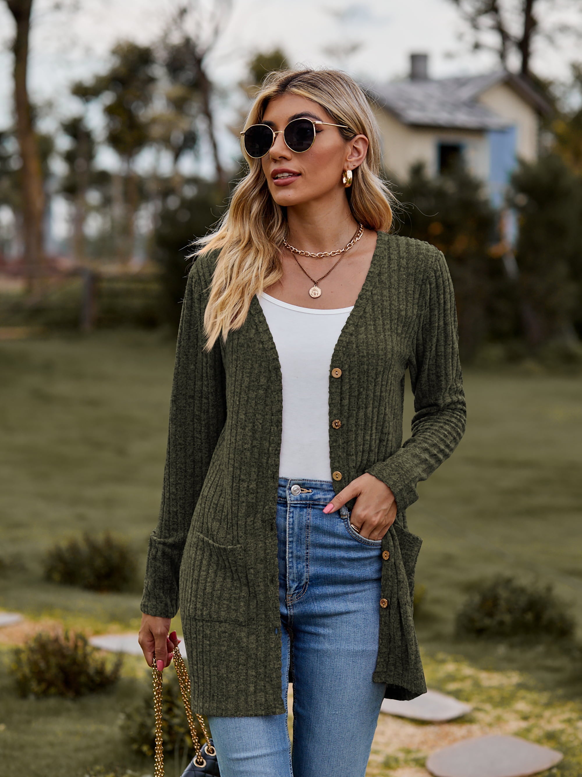 Ribbed Button-Up Cardigan with Pockets Coco’s Tee Boutique