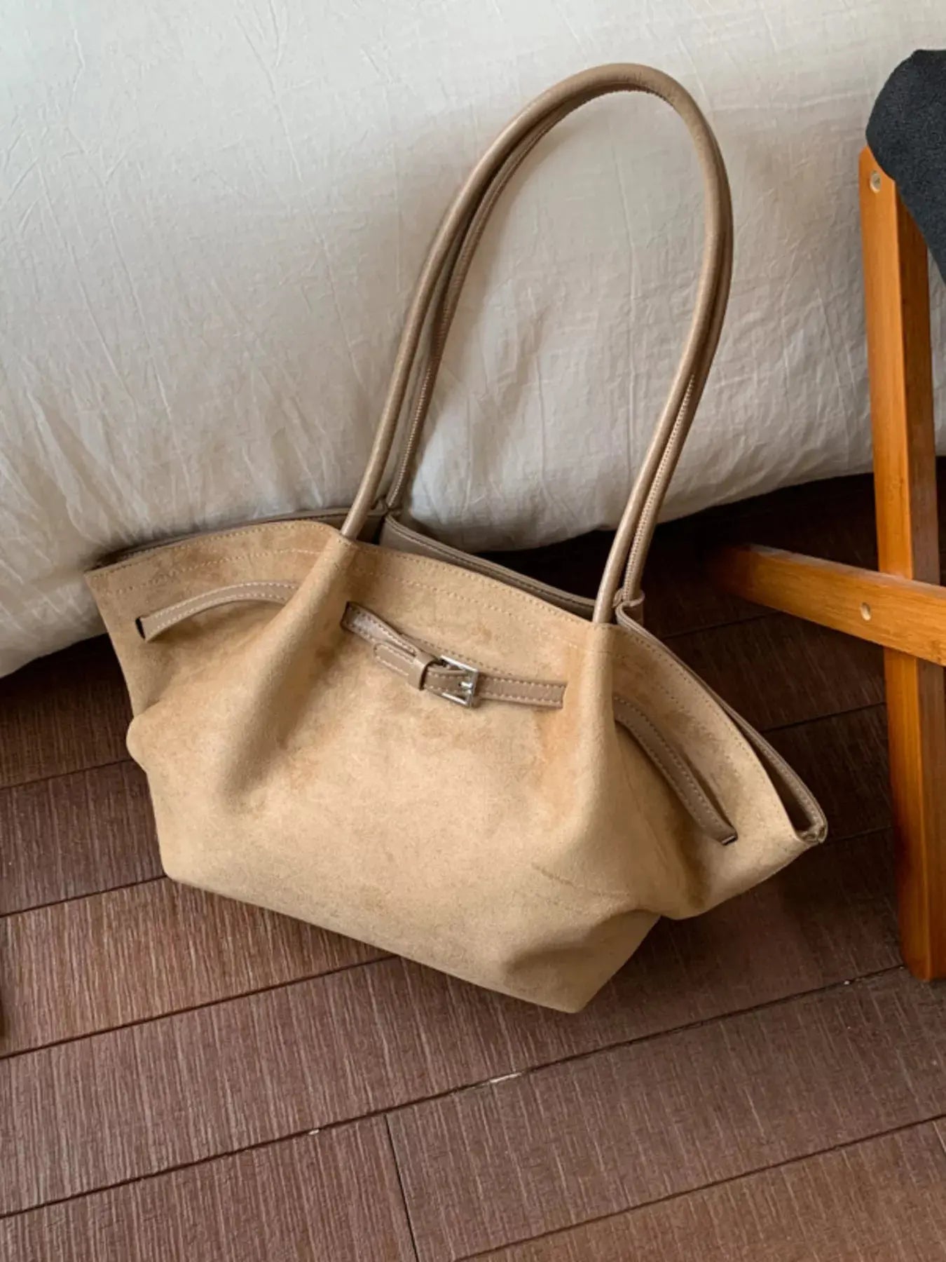 Solid Color Buckle Tote Bag Simply Love