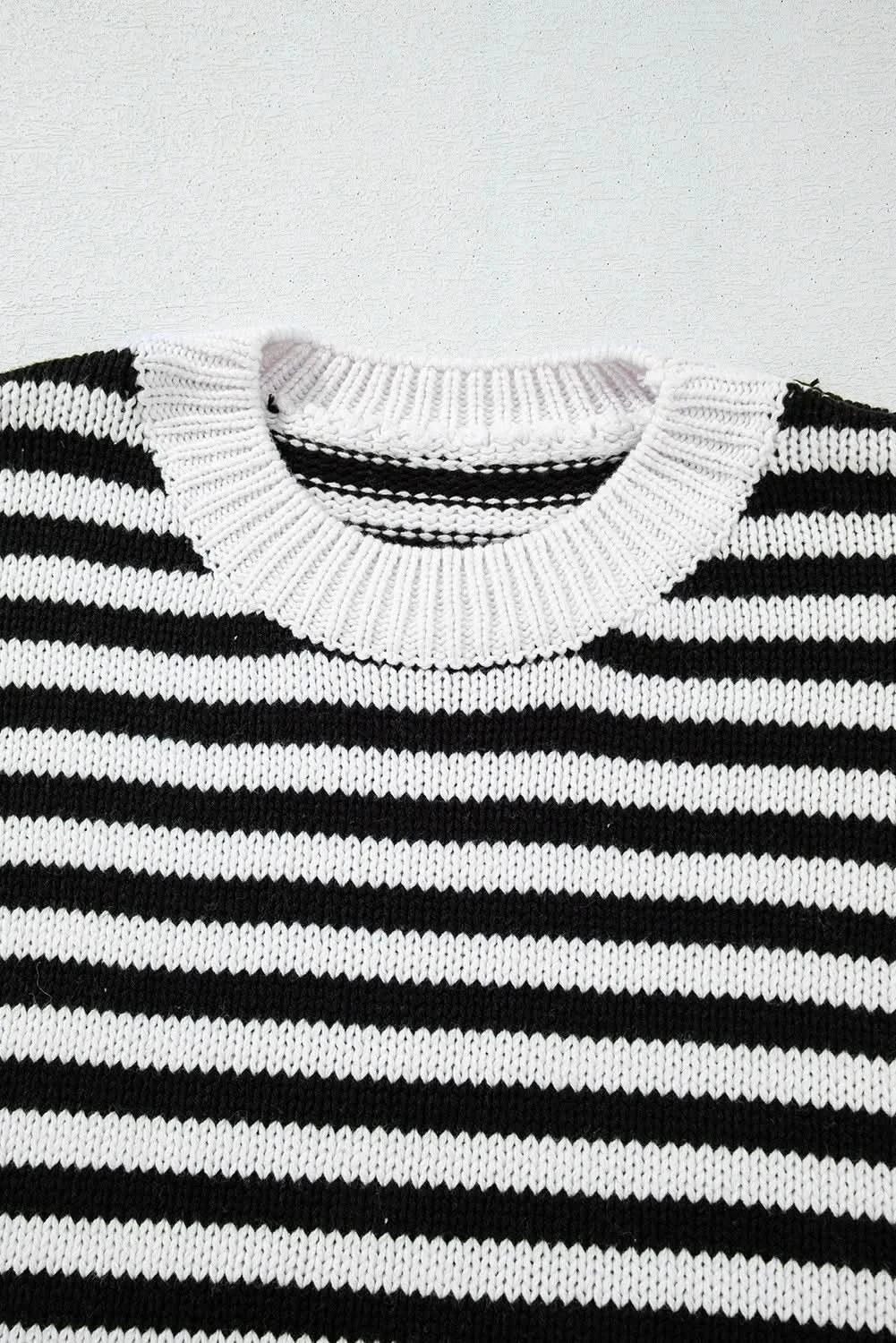 Striped Round Neck Long Sleeve Sweater