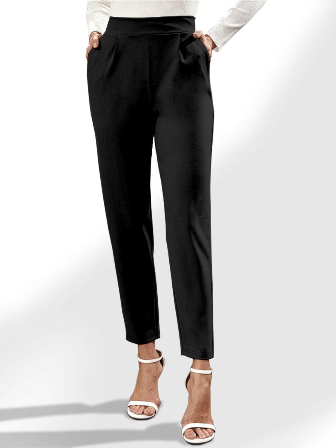 High Waist Straight Pants with Pockets.