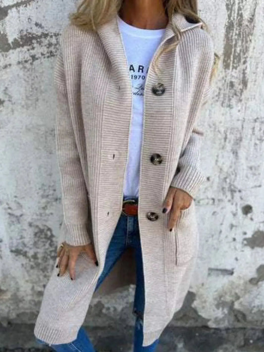 Full Size Button-Down Hooded Cardigan Plus Size Simply Love