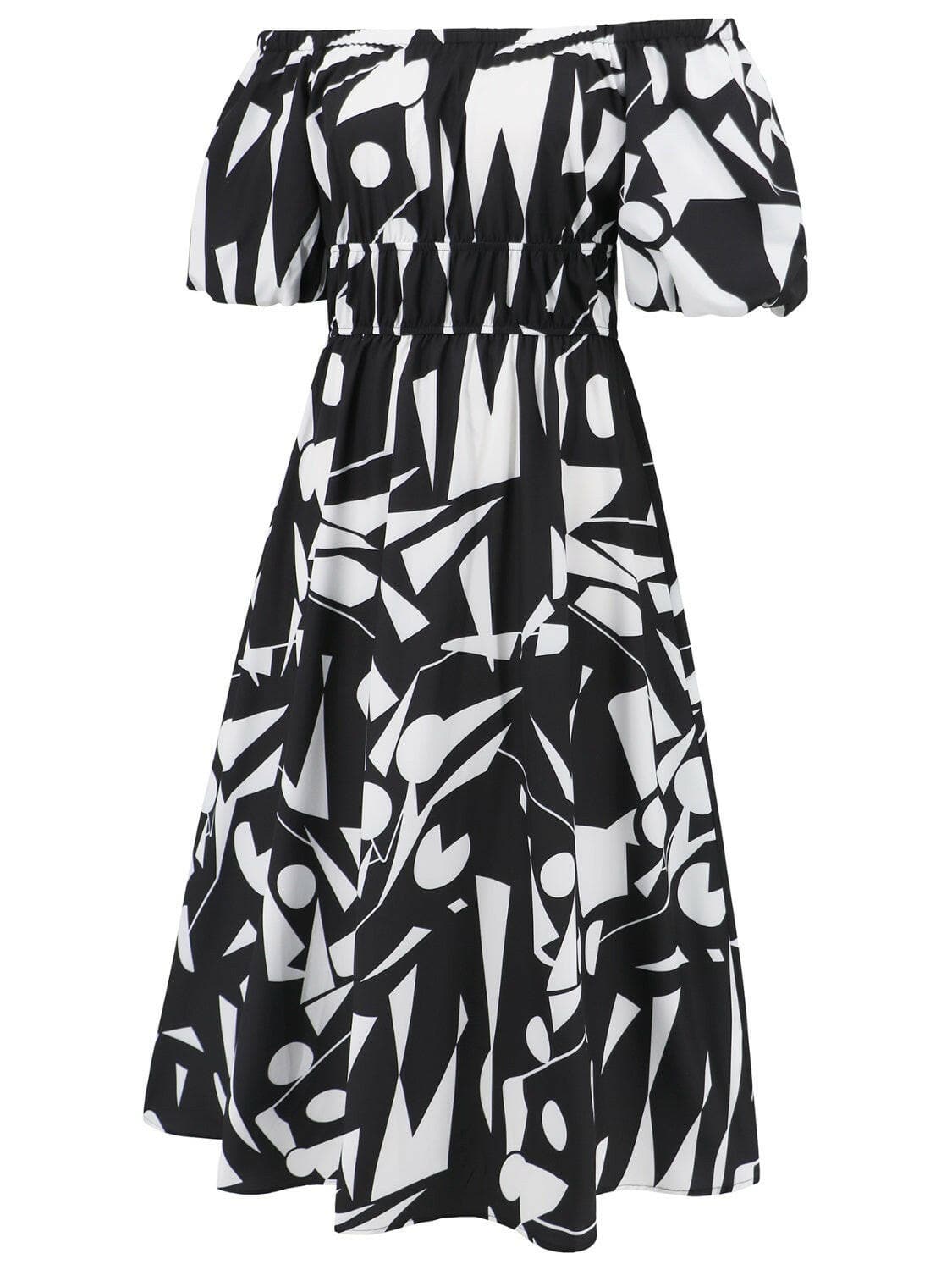 Printed Off-Shoulder Balloon Sleeve DressStep into Style with our Printed Off-Shoulder Balloon Sleeve Dress
 
 
Chic and Trendy: Elevate your wardrobe with this stylish off-shoulder dress featuring balloon Love Salve -Shoulder Balloon Sleeve DressColor