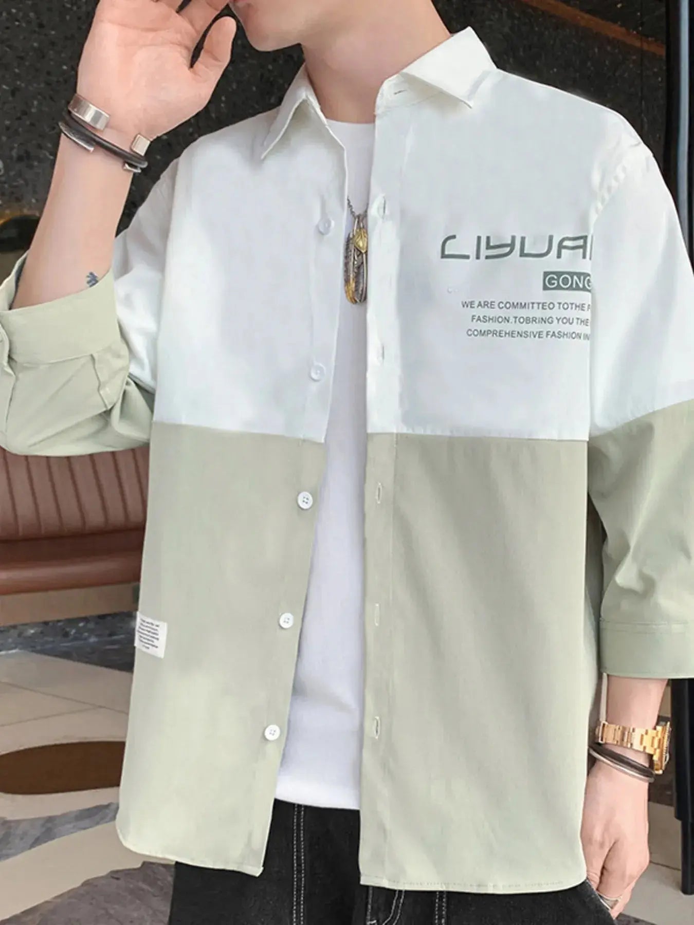 Children's Plus Size Two-Tone Casual Button-Down Shirt Simply Love