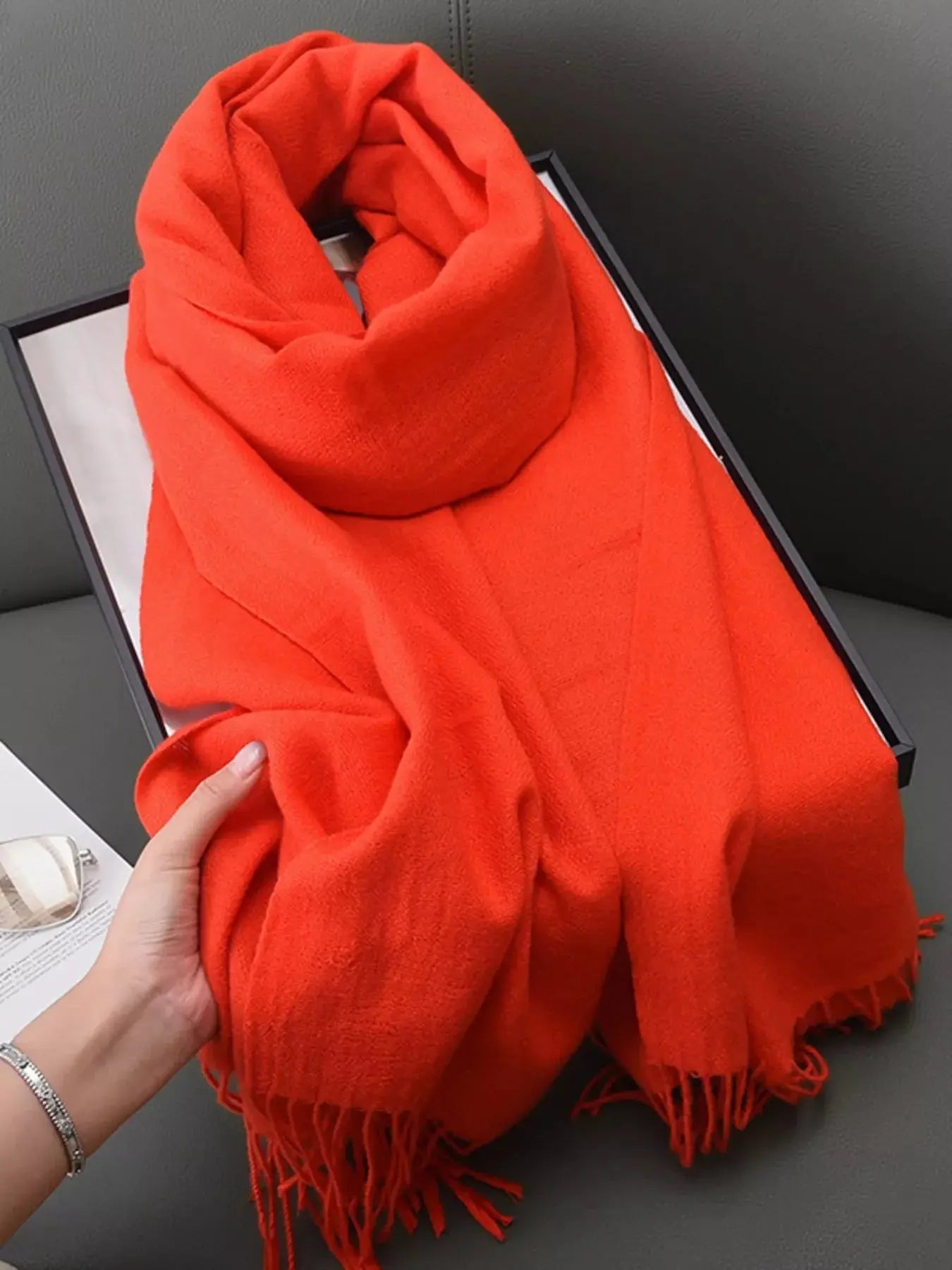 Solid Color Fringe Scarf Simply Love