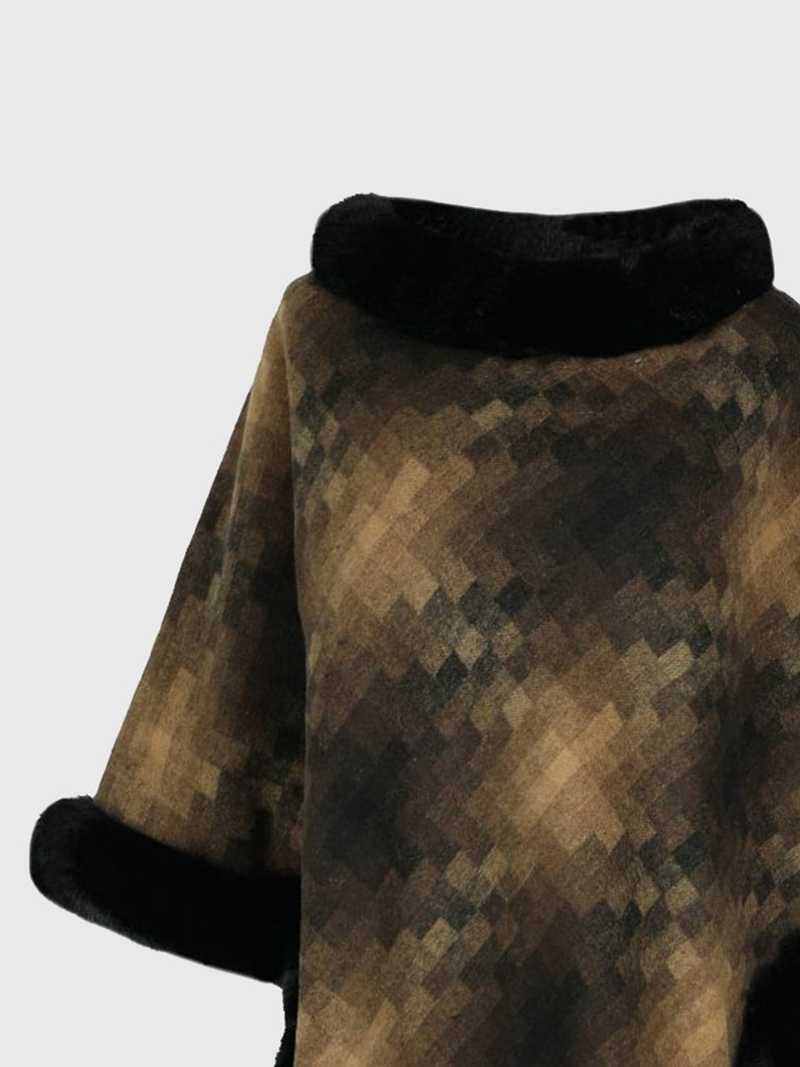 Faux Fur Trim Poncho.