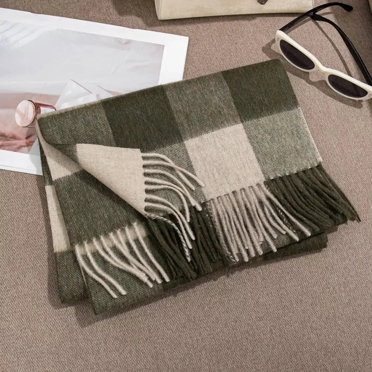 Plaid Fringe Scarf Simply Love