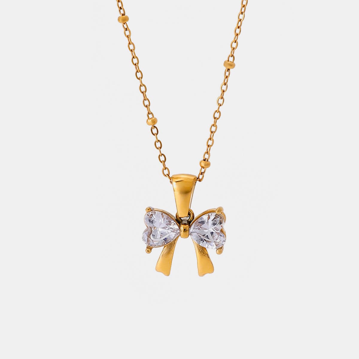 Zircon bow necklace in stainless steel