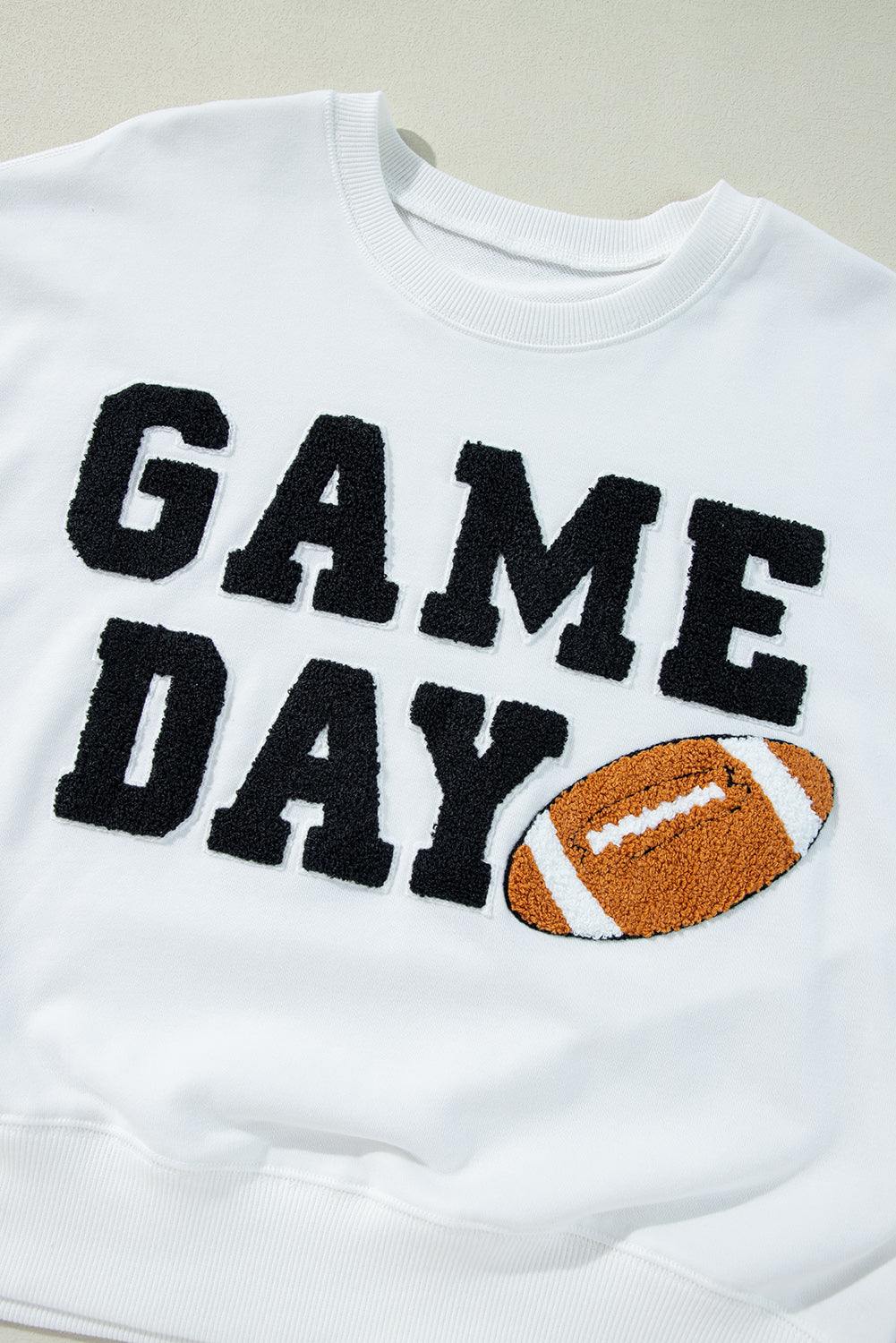 Stylish white varsity pullover sweatshirt for game day enthusiasts