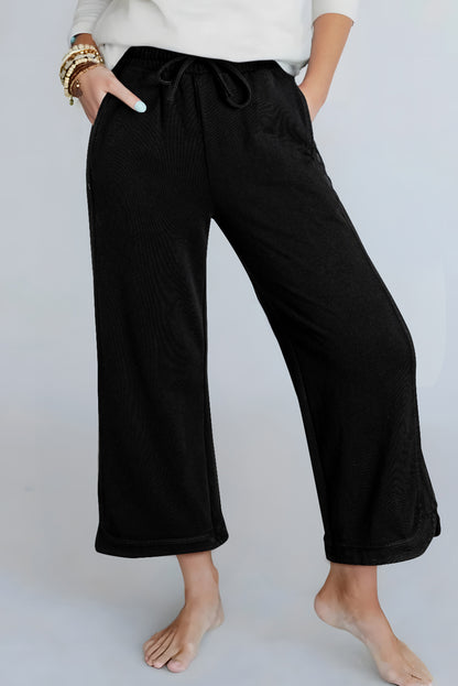 Trendy black wide leg pants