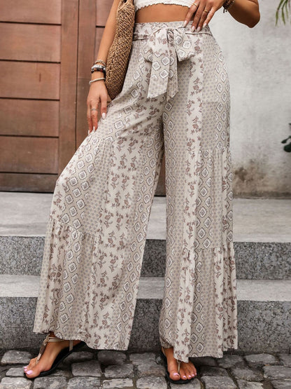 Printed Wide Leg Pants.