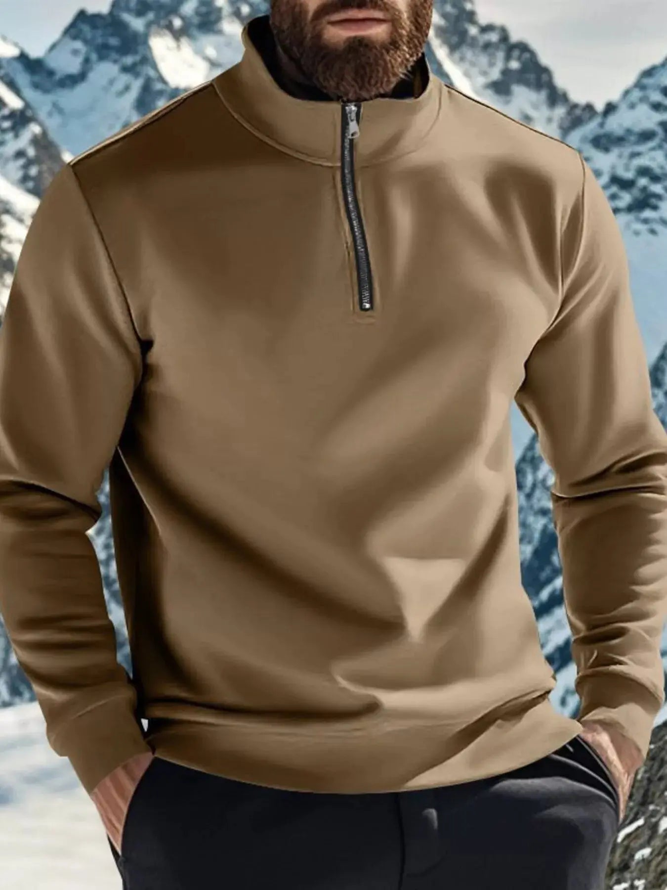 Men's Full Size Solid Color Quarter Zip Sweatshirt Plus Size Simply Love