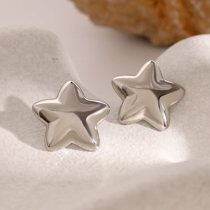 Elegant 18K gold-plated star stud earrings in stainless steel