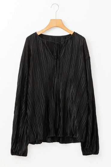 Tied Neck Sheer Long Sleeve Top