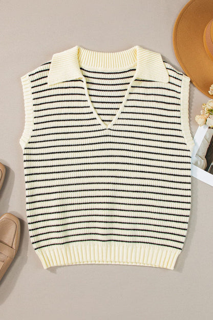 Striped Collared Neck Tank.