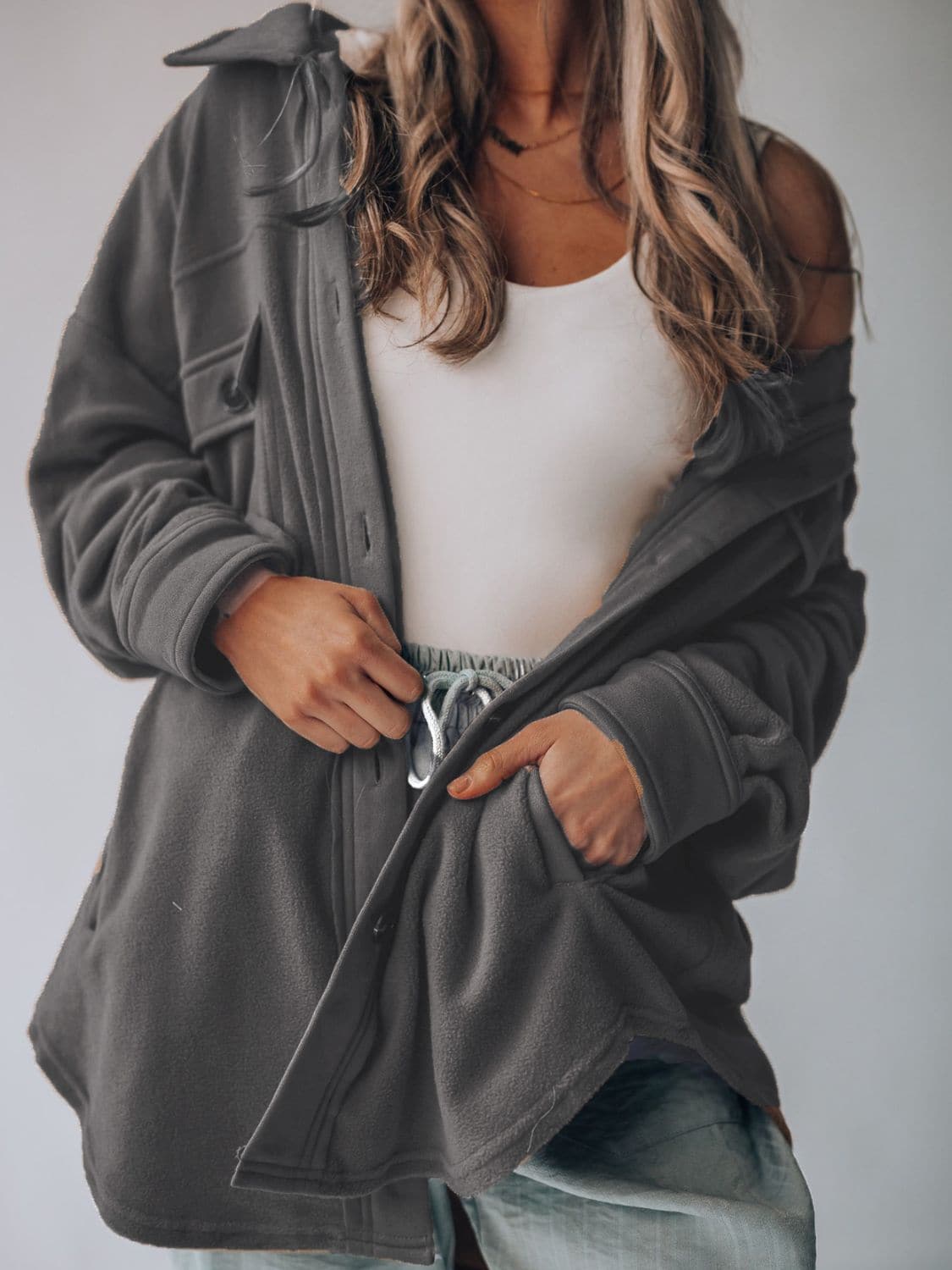 Button Up Long Sleeve Jacket.