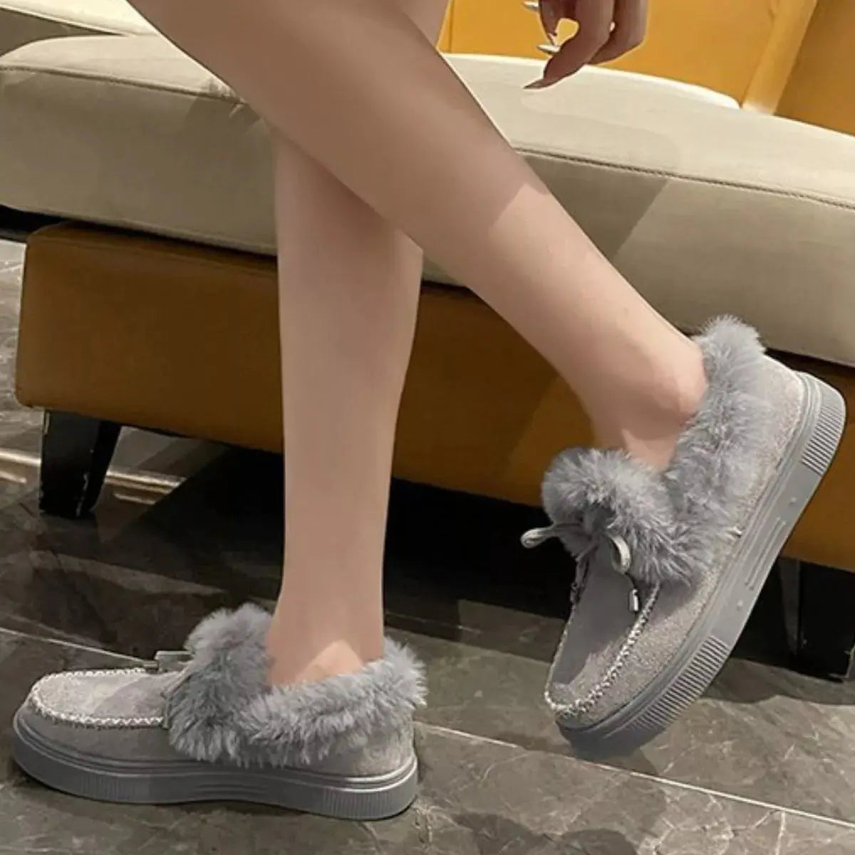 Fuzzy Round Toe Slip-Ons Simply Love