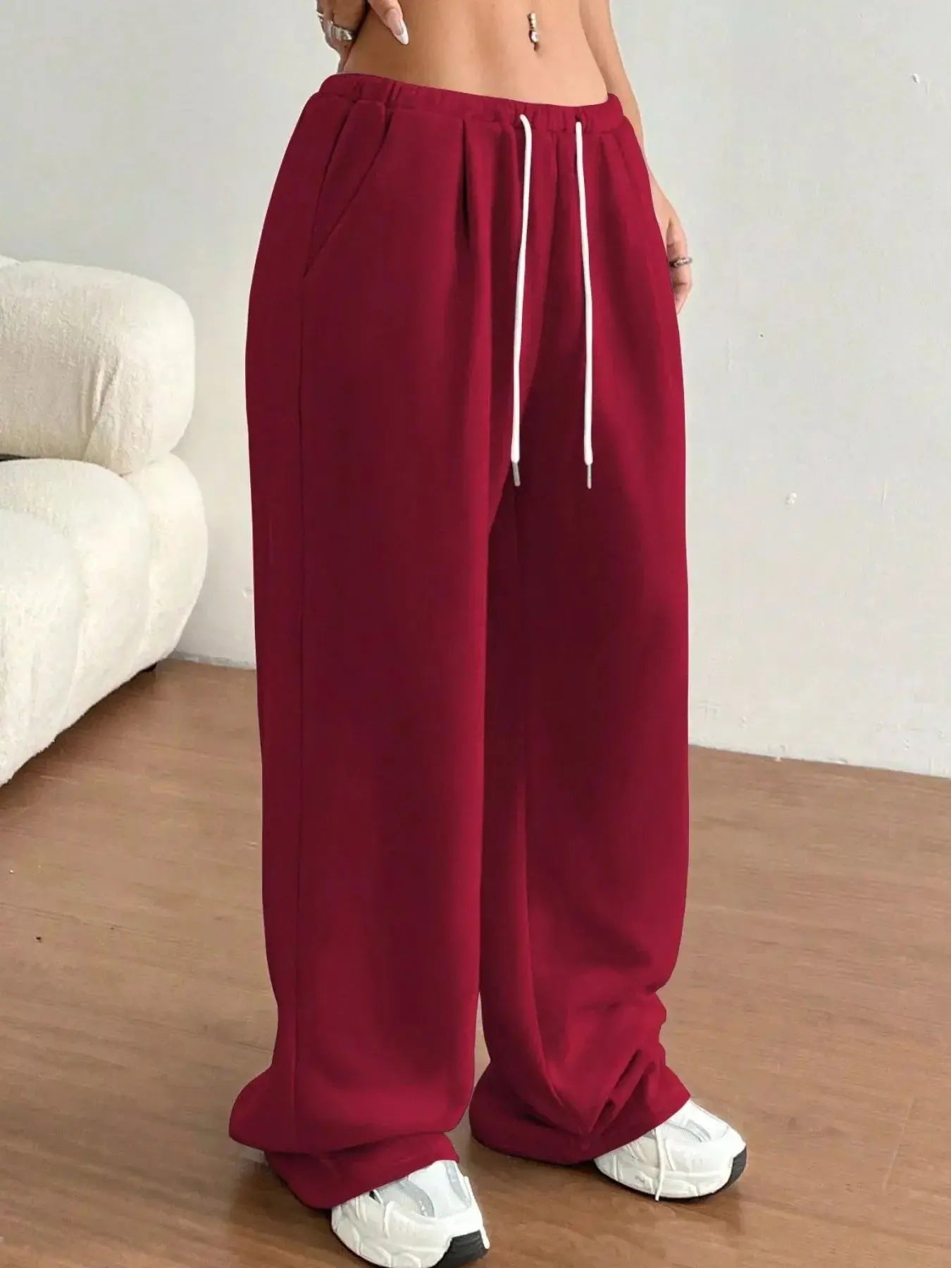 Casual Drawstring High Waist Wide Leg Sweatpants Simply Love