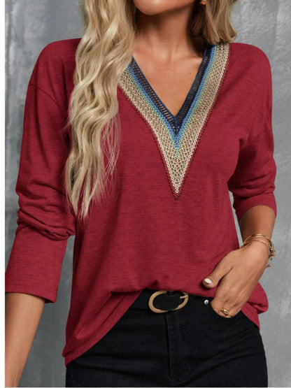 Chic v-neck long sleeve t-shirt