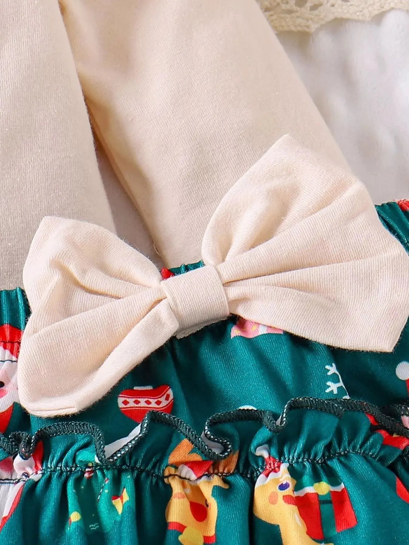 Children's Christmas Ruffled Long Sleeve Top and Skirt Set with Headband Simply Love