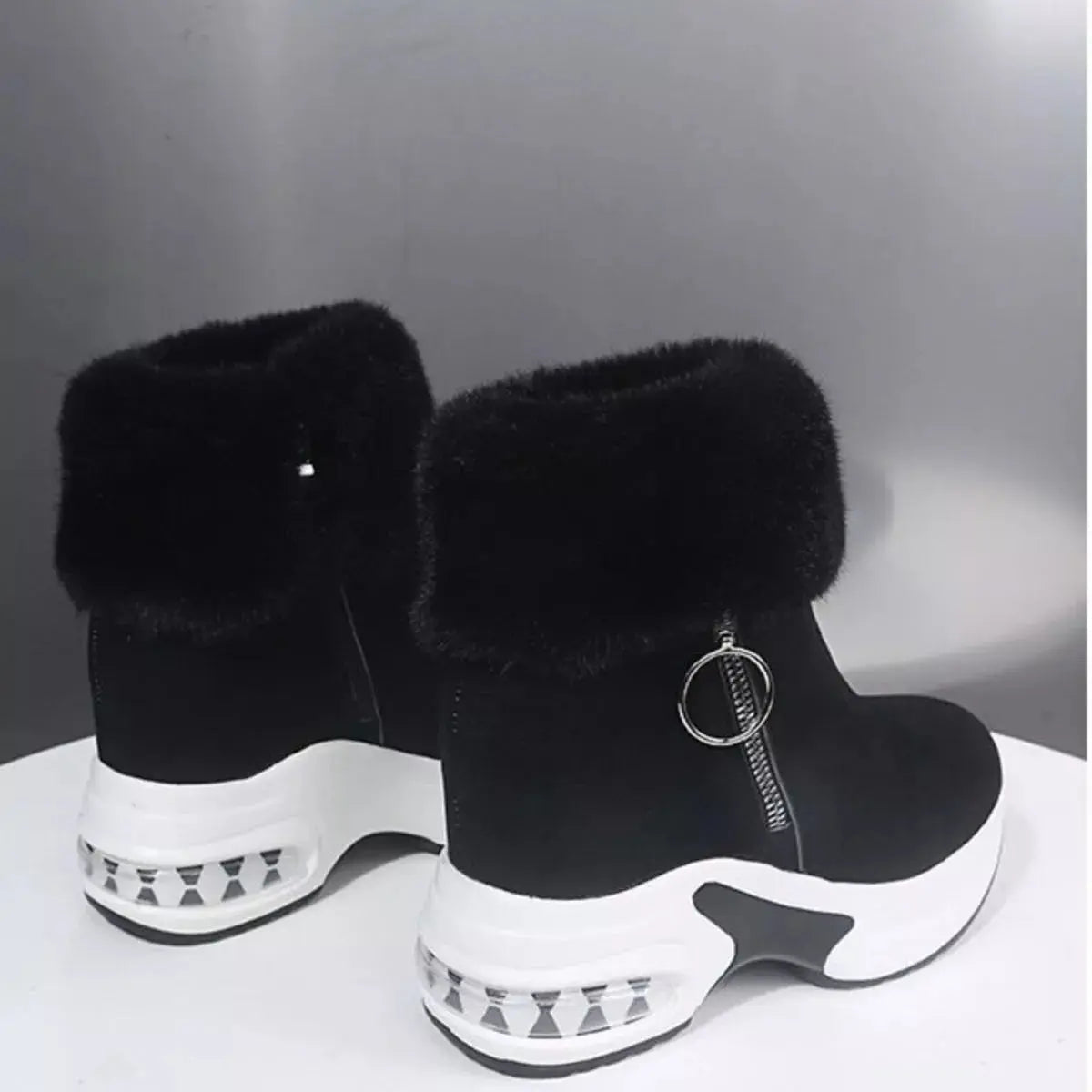 Fuzzy Side Zipper Platform Ankle Boots Simply Love