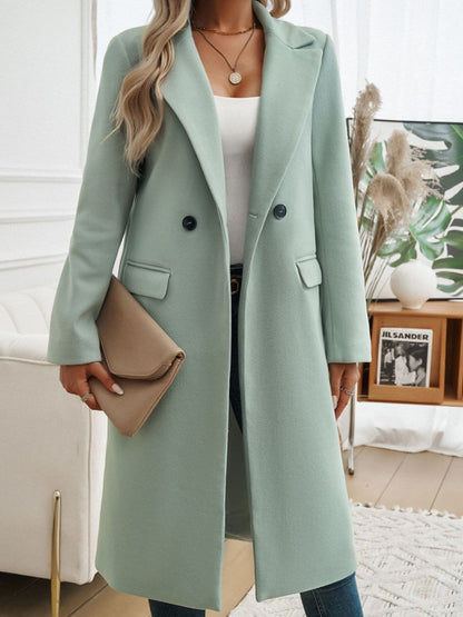 Lined long sleeve coat with pockets