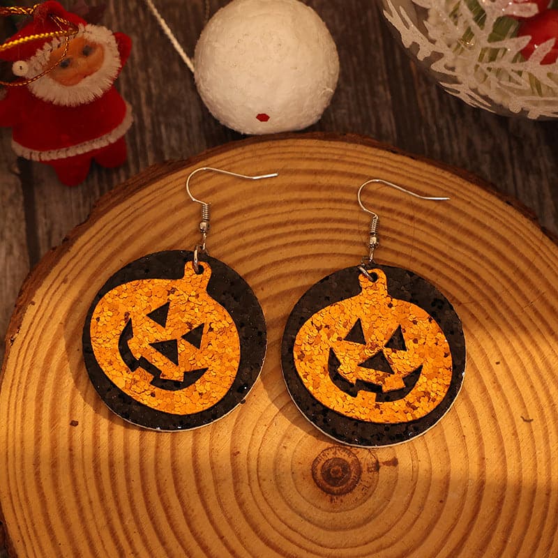 PU Leather Pumpkin Earrings.