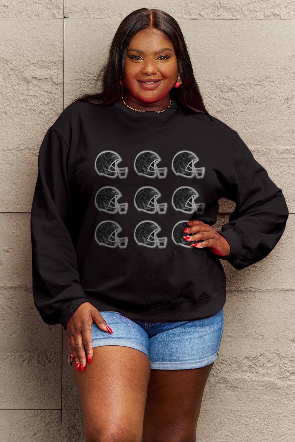 Simply Love Full Size Graphic Round Neck Sweatshirt.