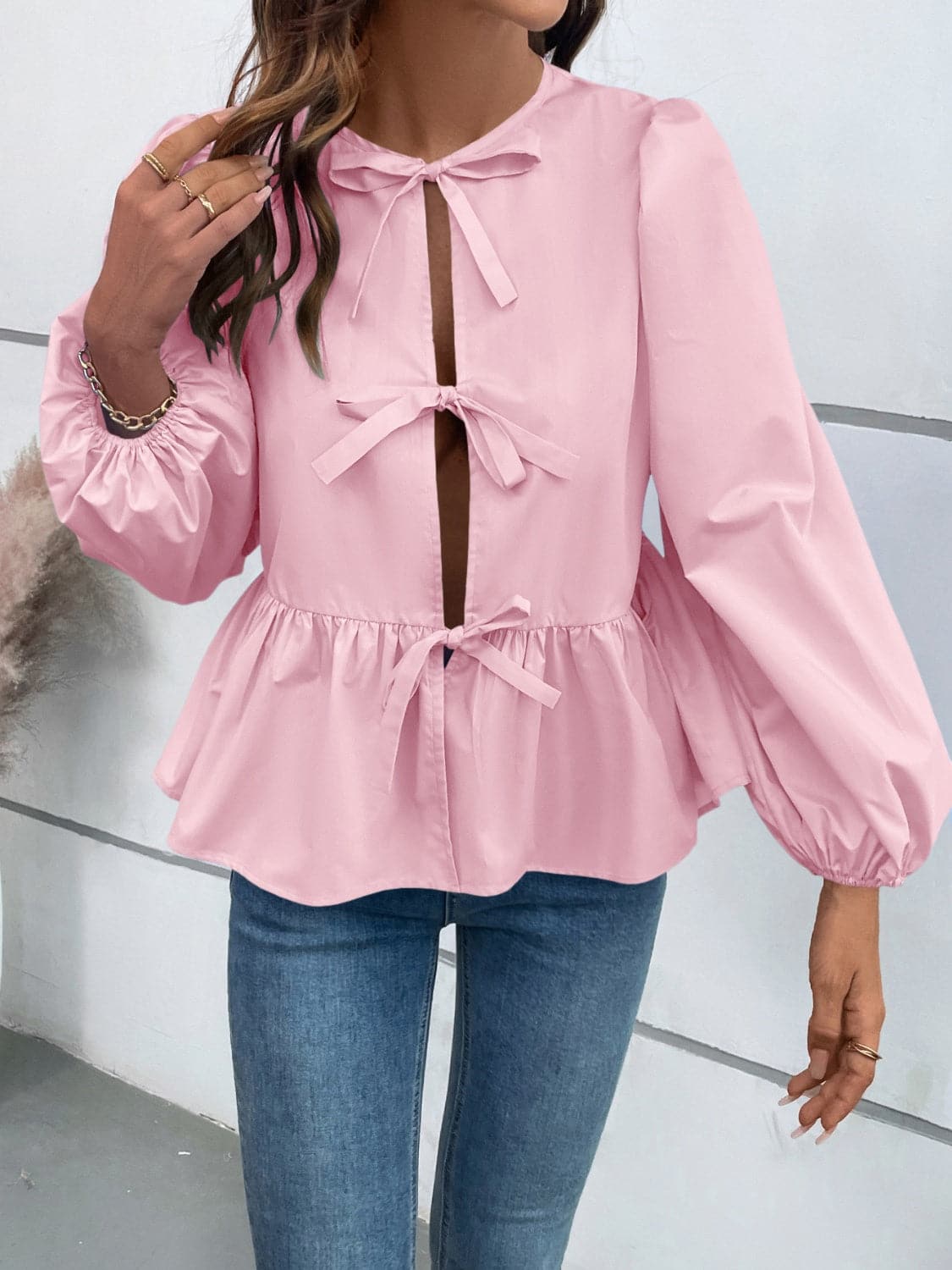 Chic long sleeve peplum top