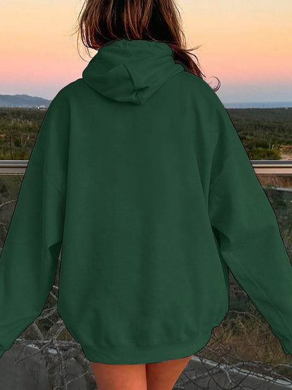 Drawstring Dropped Shoulder Hoodie.