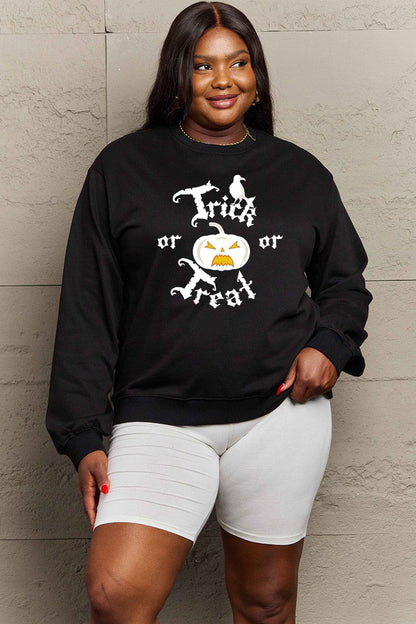 Simply Love Full Size TRICK OR TREAT Graphic Sweatshirt.