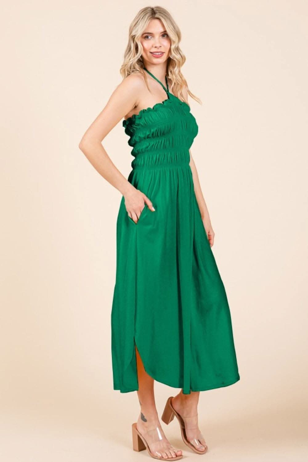Chic shirred dress with pockets - Love Salve 