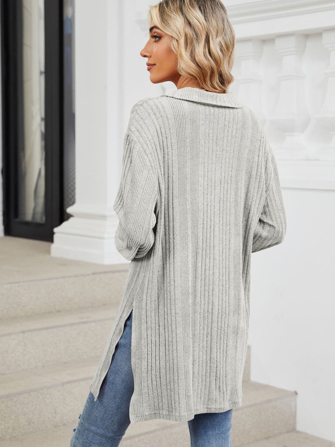 Sheer slit long sleeve t-shirt